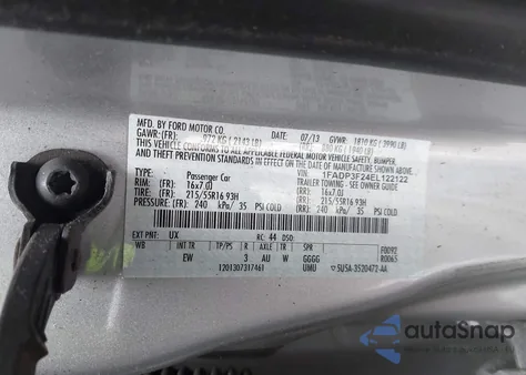 2014 Ford Focus Se из США, поврежденный, VIN 1FADP3F24EL122122
